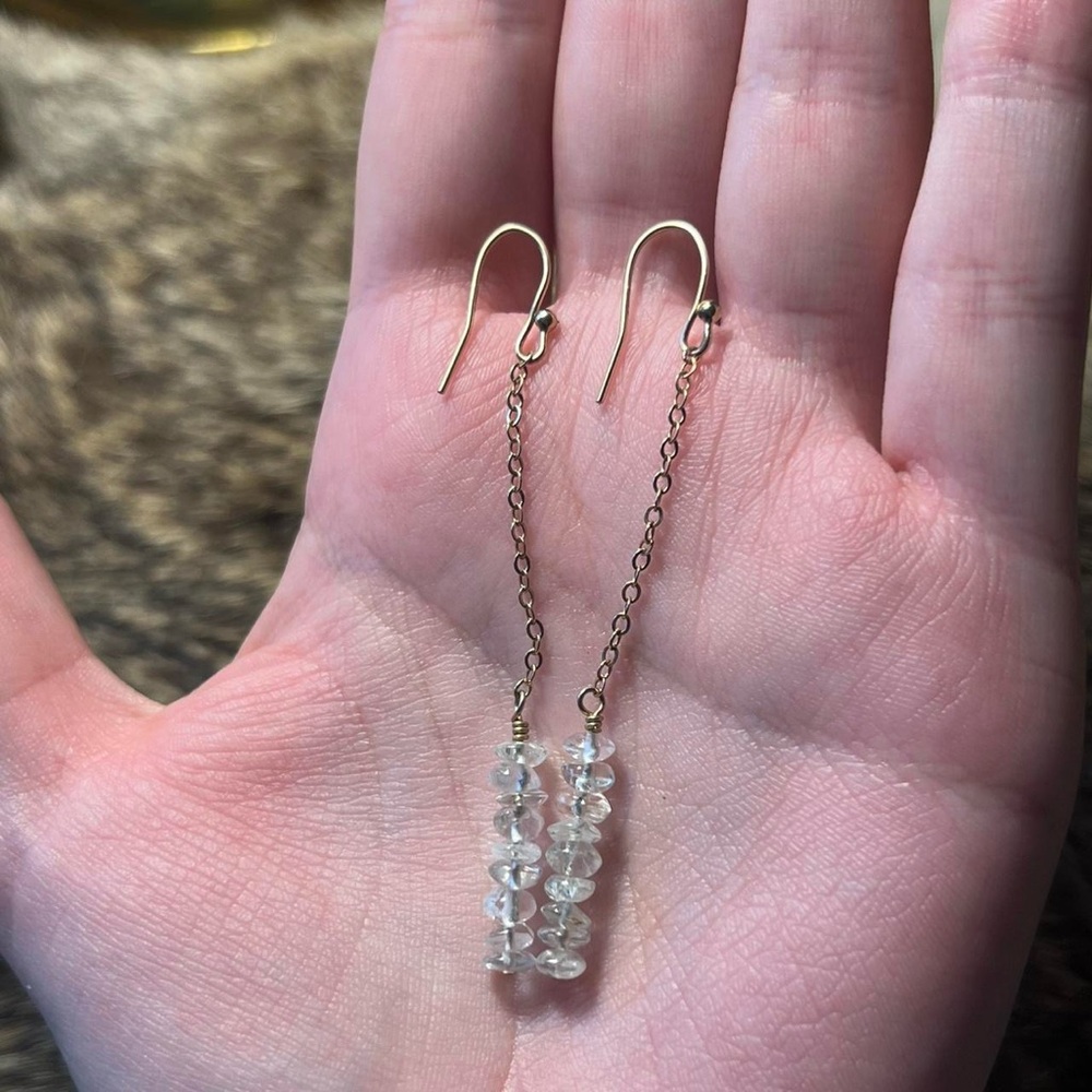 Gold filled sterling silver quartz drop earrings